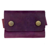 El Yapımı Hakiki Crazy Deri Kartlık Mor