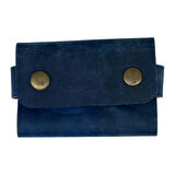 El Yapımı Hakiki Crazy Deri Kartlık Lacivert