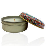 Metal Kutulu Pudra Kokulu Desenli Şık Doğal Mum