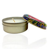 Metal Kutulu Pudra Kokulu Desenli Şık Doğal Mum