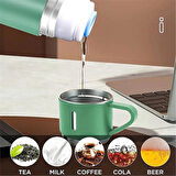 Kişiselleştirilebilir 3 Bardaklı Çelik Termos 05 Lt Yeşil