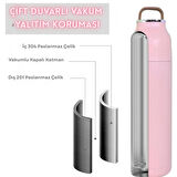 Paslanmaz Çelik Bardak kapaklı, Tutacaklı, Mat Gövdeli Termos 400 ml