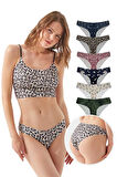 Basic Lazer Kesim Desenli Kadın Bikini Külot 6'lı Paket