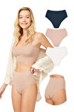 Yüksek Bel Basic Lazer Kesim Bikini Külot 3'lü Paket - 2