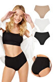Yüksek Bel Basic Lazer Kesim Bikini Külot 3'lü Paket - 6