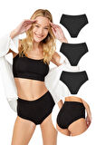 Yüksek Bel Basic Lazer Kesim Bikini Külot 3'lü Paket - 5