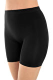 Cottonhill Premium - Kadın Siyah Ultra-Rahat Seamless Yüksek Bel Uzun Paça Boxer