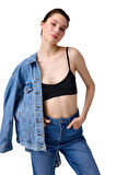 Cottonhill Premium - Kadın Siyah Seamless İp Askılı Crop Top Büstiyer