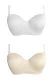 Balenli Toparlayıcı Dolgusuz Straplez Lotus Sütyen 2'li Paket-3