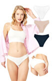 Klasik Basic Lazer Kesim Bikini Külot 3'lü Paket - 2
