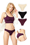 Klasik Basic Lazer Kesim Bikini Külot 3'lü Paket - 3