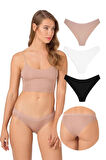 File Lastikli Lazer Kesim Bikini Külot 3'lü Paket - 3