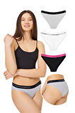 Pamuklu Basic Kadın Bikini Külot 3'lü Paket - 4