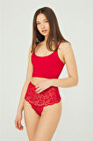 Dantelli Lastik Detaylı Yüksek Bel Kadın Tanga 3'lü Paket Külot
