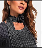 Kadın Eskitme Detay Fular Dahil Fırsat ürün Midi Boy Elbise