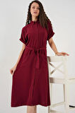 Kısa Kol Elbise 2214 - Bordo