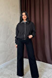 Siyah Parçalı Bomber Ceket