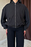 Siyah Parçalı Bomber Ceket
