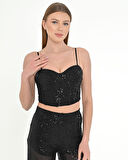 Simli Askılı Crop & Palazzo Pantolon Takım