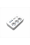 3406-01 3lü Anahtarlı 2.1A 3Usb Şarj Çıkışı 2mt Anahtarlı Akım Korumalı Priz Çocuk Koruması
