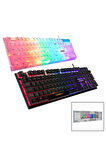 KB-24 GÖKKUŞAĞI IŞIKLI USB KABLOLU OYUNCU KLAVYE 155CM KABLO (4767) - AYS9419-3632