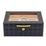 Lubinski Deri Camlı Humidor Puro Kutusu Gri 50s