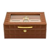 Lubinski Deri Camlı Humidor Puro Kutusu Kahve 50s