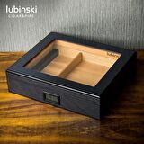 Lubinski Cedar Basic Camlı Puro Kutusu Humidor Slim Dijital Karbon 15s