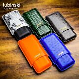 Lubinski Deri 3'lü Puro Kılıfı Beyaz Croco(60 Ring)