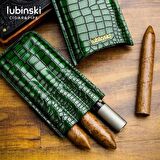 Lubinski Deri 3'lü Puro Kılıfı Beyaz Croco(60 Ring)