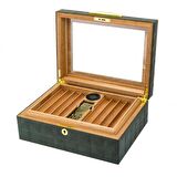 Lubinski Deri Camlı Humidor Puro Kutusu Sarı 50s