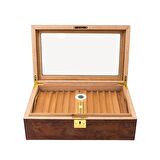 Lubinski Yeni Cedar Camlı Tepsili Puro Kutusu Humidor Kahve 60s