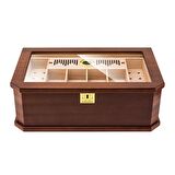 Lubinski New Cedar Camlı Tepsili Puro Kutusu Humidor Kahve 100s