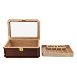 Lubinski New Cedar Camlı Tepsili Puro Kutusu Humidor Kahve 100s