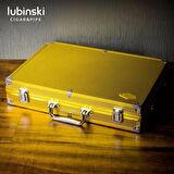 Lubinski Ultra Hafif Dayanıklı Alüminyum Seyahat Puro Sunum Kutusu Humidor Gold