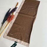 Bonjela Monogram Şal Kahve-Krem JZ0312