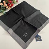 Levidor Premium Monogram Eşarp Siyah-Antrasit GX0217