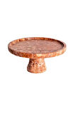 DOĞAL PEMBE YUVARLAK MERMER SUNUM TEPSİSİ - AYAKLI- 25 CM - PEMBE