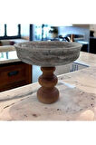 Silver Travertine Bowl - Gümüş Traverten Kase - Ahşap ayaklı Kase