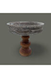 Silver Travertine Bowl - Gümüş Traverten Kase - Ahşap ayaklı Kase
