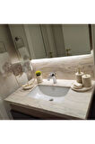 Bej Mermer Banyo Seti 4lü Ve Bej Mermer Gold Detaylı Havluluk