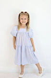Kız Çocuk Çizgili Pamuklu Elbise