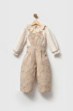 Önü Kalp Kesim 2'Li Kız Çocuk Tulum Takım Bej