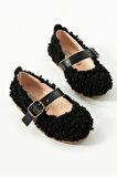 Teddy Peluş Kemer Detaylı Kız Çocuk Ayakkabı Siyah