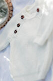 Triko Bereli Yandan Düğmeli Alt Üst Takım Bebek Set Ekru