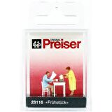 Preiser 28116 1/87 Ölçek, Kahvaltı Eden Çift, Boyanmış Plastik Figürleri