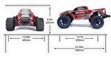 Remo 8032 1/8 Elektrikli 4WD Off Road Monster Truck (Dinosaurs Master) Kırmızı Kaportalı, Fırçalı Çift Motorlu, 7.4V 4200Mah Li