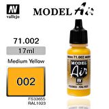 Vallejo 71002 17 ml. Medium Yellow, Model Air Serisi Model Boyası