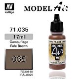 Vallejo 71035 17 ml. Camouflage Pale Brown, Model Air Serisi Model Boyası