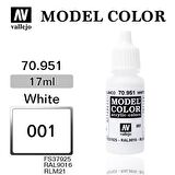 Vallejo 70951 17 ml. (1) White-Matt, Model Color Serisi Model Boyası